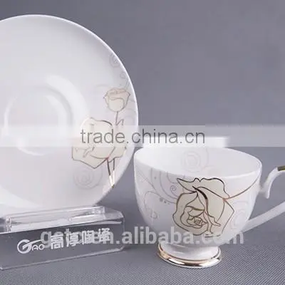 Bone China Cup and Saucer With Gold Rose photo-2