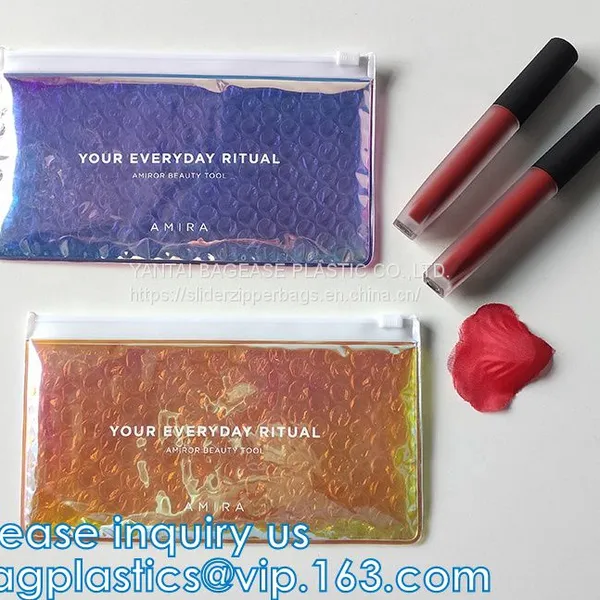 Re-close Lipstick Mascara Travel Packaging, Bubble Padded Zipper Bag, Cushioned Postal Bags With Zipper photo-2