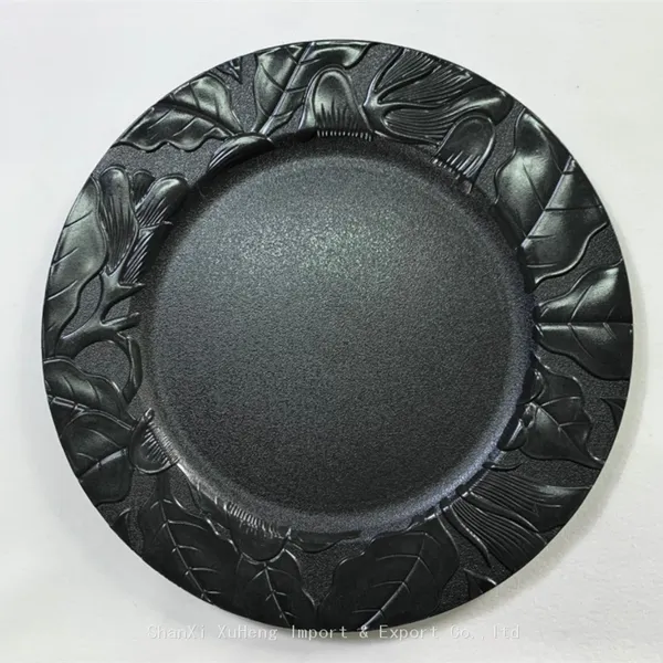 Plastic Black Charger Plate Wedding Party Restaurant Under Plates Table Decorative Charger Plates photo-2