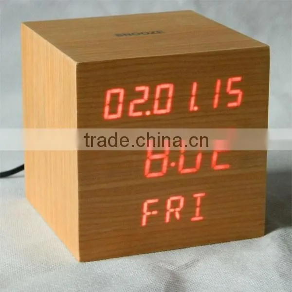 Digital LED Wood Table Clock With Calendar With CE photo-3