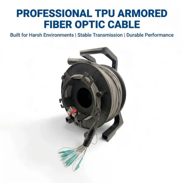 8-Core Grey TPU OM3 Armored Fiber Optic Cable