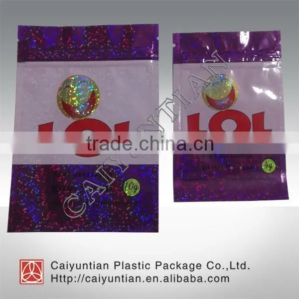 4g 10g Aluminum Three Side Seal Potpourri Spice Herbal Incense Zipper Pouch