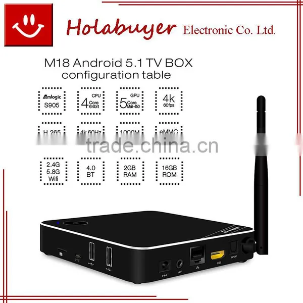 M18 Amlogic S905 Quad Core 2GB/16GB Android 5.1 Cable Free to Air Set Top BOX Price
