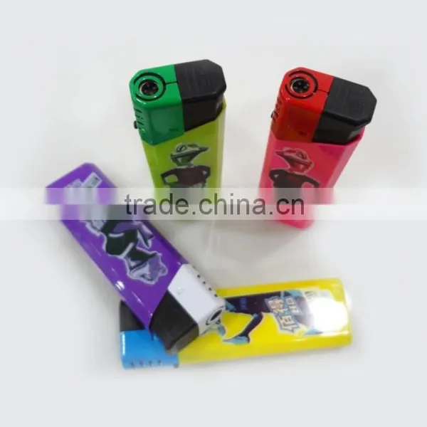 Five Solid Colors Plastic Lighter Gas Windproof Lighter Electric Lighter for Cigarette With Printing photo-2