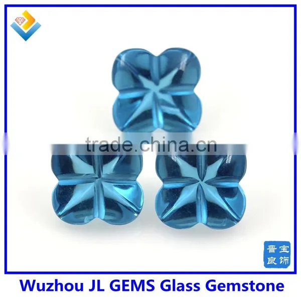 Synthetic Glass Gem Stone With Four Leaf Clover Stone photo-4