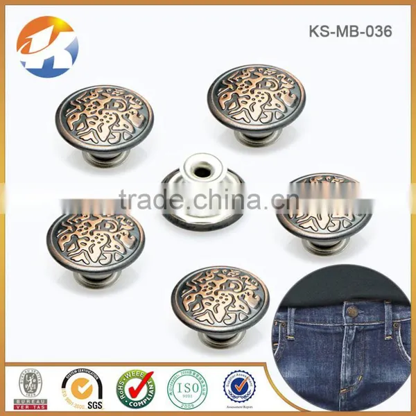 Engraved Logo With Red Custom Metal Shank Button For Denim photo-5
