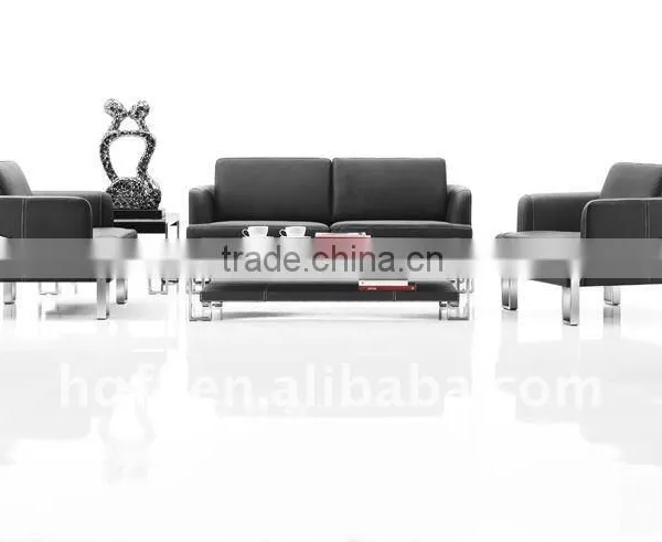S-16 Leather Reception High Qulity Office Stainless Frame Sofa photo-2