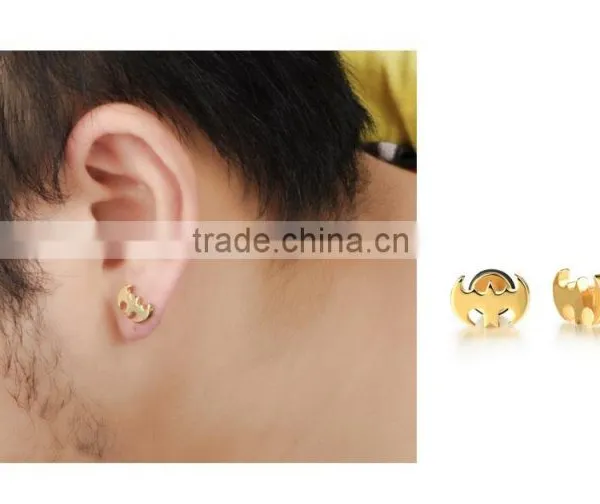 New 2016 Latest Design 316L Stainless Steel Black Plated Batman Earring for Men photo-5