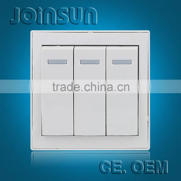3 gang light push button switch