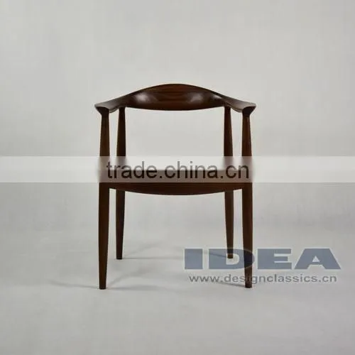 Replica Hans Wegner The Round One Chair - Solid Walnut Wood - Black Genuine Leather photo-2