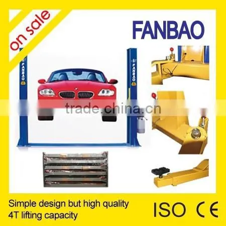 Two Post Hydraulic Car Lift Manual Two Side Lock Release System HyDual Hydraulic Cylinder Drive for Stable Lifting and Lowering.