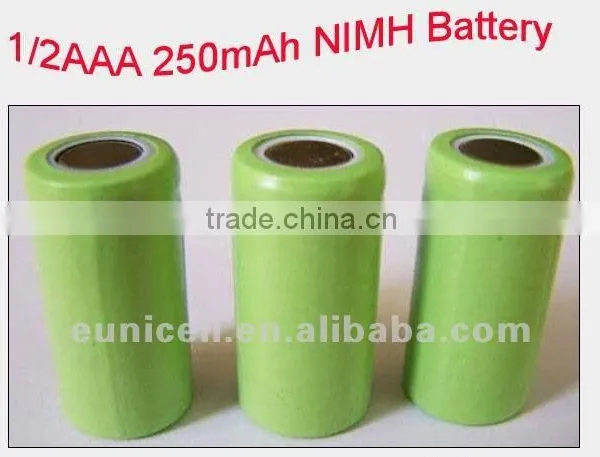 1/2AAA battery 250mAh NI-MH 1.2V rechargeable nimh battery pack backup battery