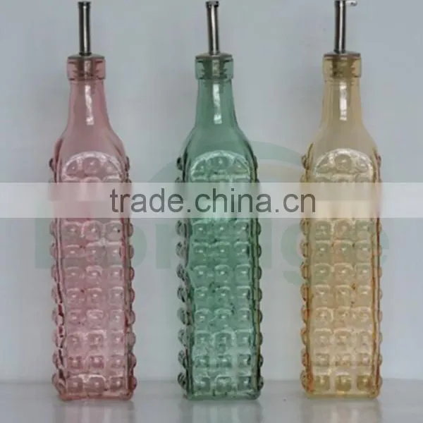 Colored Glass Oil and Vinegar Bottle With Dispenser photo-2