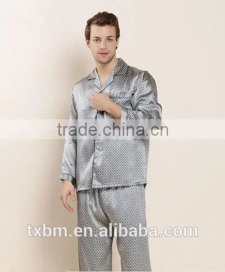 2016 Luxury Soft Natural 100% Silk Men Pajama Sleepwear Suit photo-3