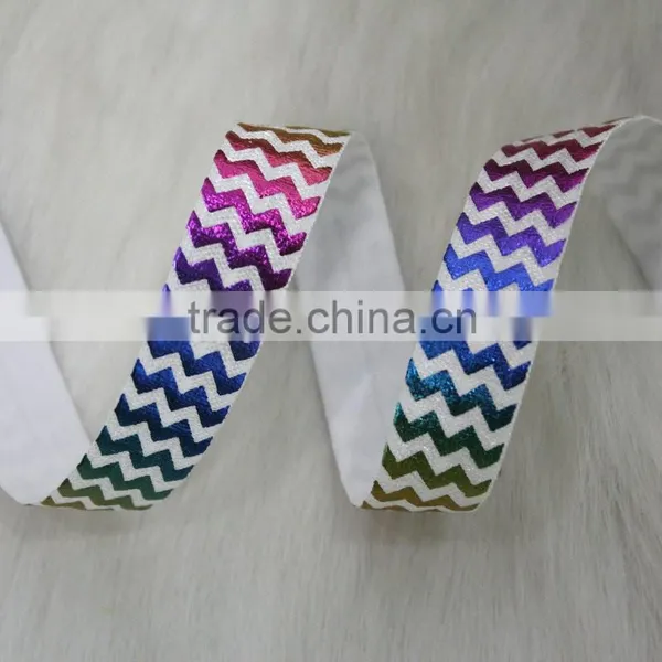Eco-Friendly 5/8" Colorful Chevron Foil Printed Foe photo-2