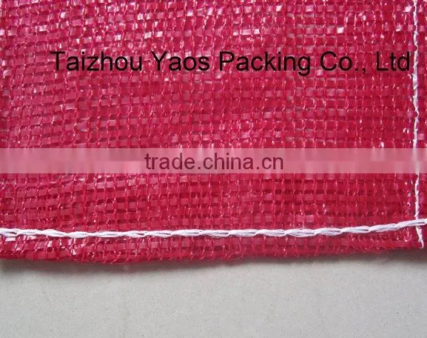 Red PP Tubular Mesh Bag Vegetables Onion Circular Drawstring Tubular Bag photo-3