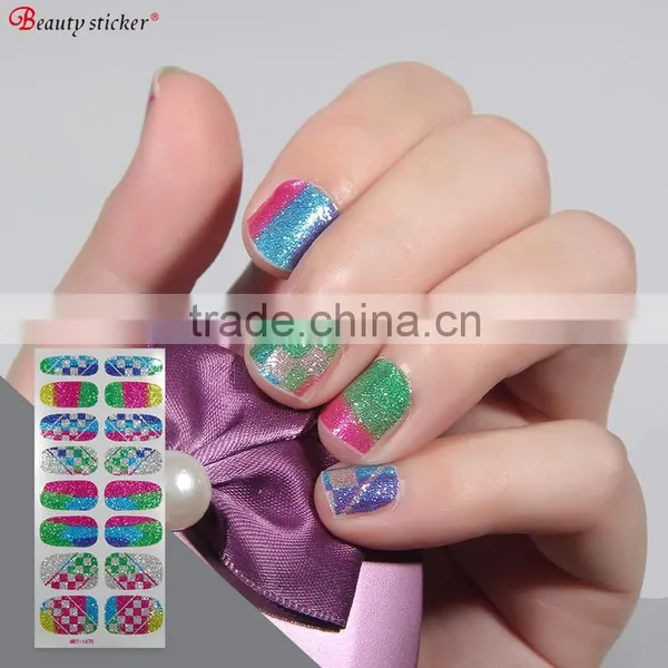 OEM ODM Bling Korean 16 Tips Glitter Nail Sticker photo-4