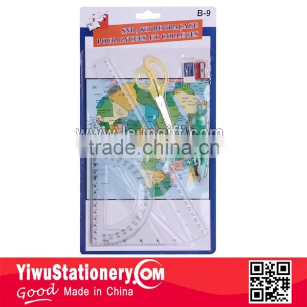 8PCS Ruler Kits Math Set Geometry Set Blister Card