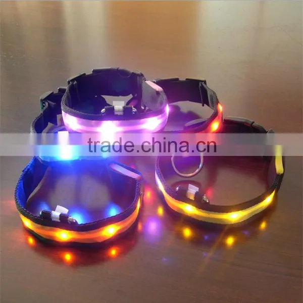LED Nylon Pet Dog Collar Night Safety LED Light-up Flashing Glow In The Dark Electric LED Pets Cat Dog Collar photo-2