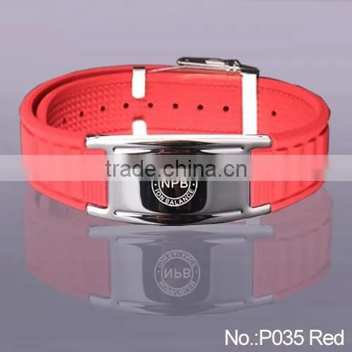 Noproblem P035 FDA Cool Man Germanium Scalar Charm Power Tourmaline Stainless Silicone Fashion Health Bracelet photo-6