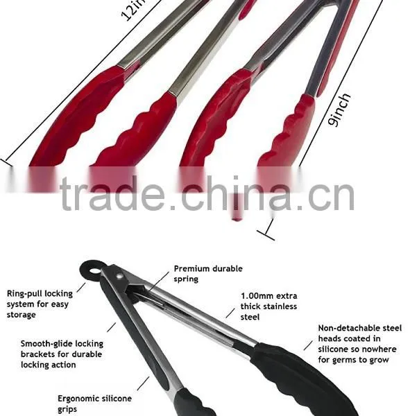 OEM Cooking Tools 430 Stainless Steel Handle Silicone BBQ Tong photo-4