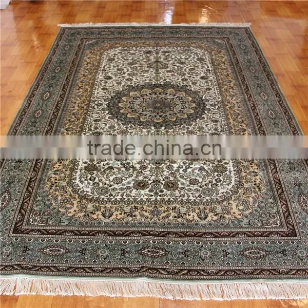 5x8ft Turquoise Area Rug Bedroom Silk Carpet Handmade Rug