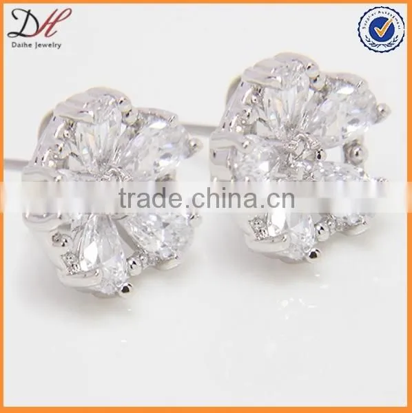 Daihe AAA Zircon Flower Lady Earrings Studs Copper Shining Custom Earrings photo-4