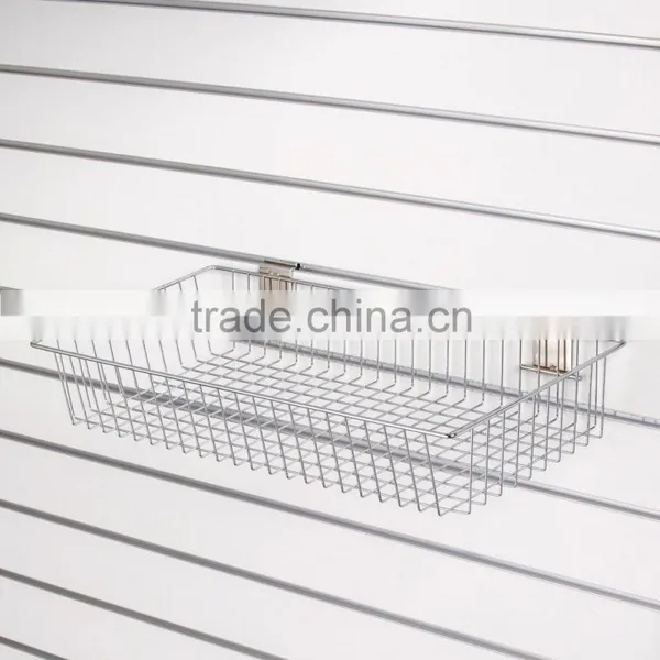 Black Slatwall Pegboard Wire Shallow Basket Display Rack Fixture photo-2
