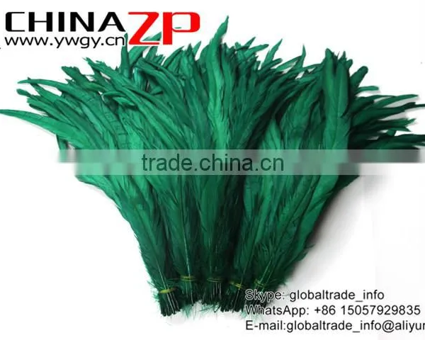 Top Supplier ZPDECOR Bulk Sale 35-40cm Length Best Quality Kelly Green Fully Dyed Rooster Chicken Feathers photo-2