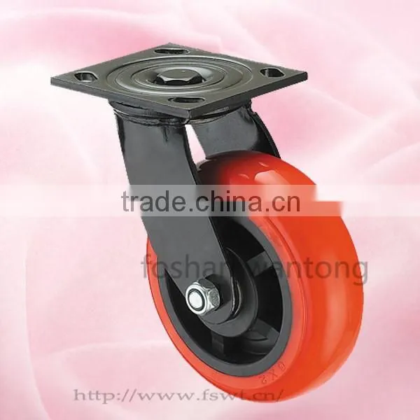 Double Steel Bearings 8" Heavy Duty PU Caster Wheel For Trolley photo-3