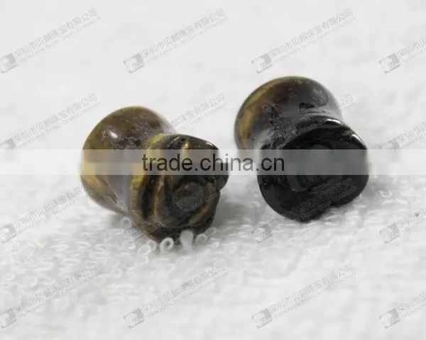 Body Piercing Jewelry Tiger Eye Stone Ear Plugs photo-4