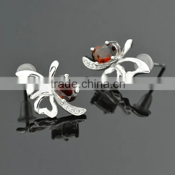 Fashion Garnet CZ Earrings, Hot Stud Earrings photo-5