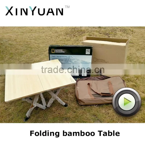China Height Adjustable Folding Bamboo Table Outdoor Use Supplier photo-4
