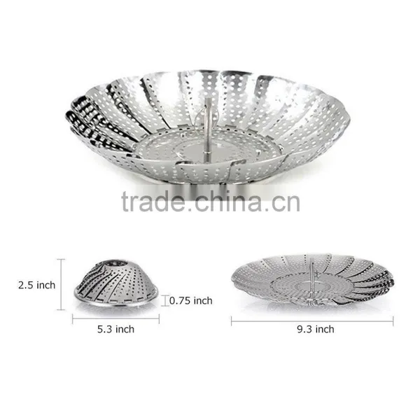 Stainless Steel Foldable Food Vegetable Steamers Basket Kitchen Cooking Veggie Collapsible Insert Healthy Adjustable Steamer photo-4