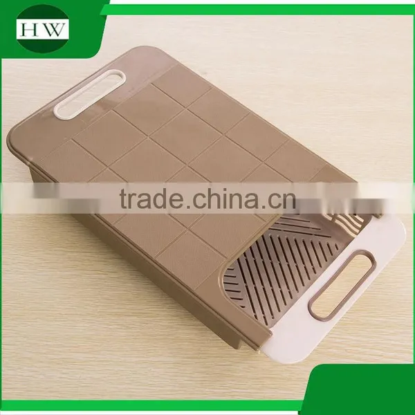 2 in 1 Square Plastic Hanging Folding Vegetable Meat Kitchen Chopping Cutting Board With Draining Rack Storage Box photo-5