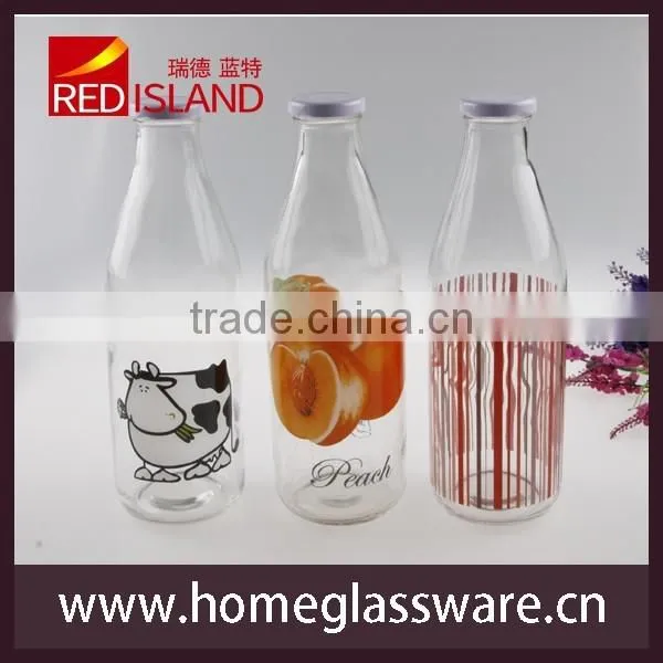 1L Vintage Different Patterns Glass Milk Bottles photo-2