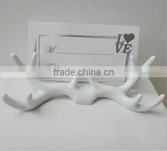 Pure White Deer Antler Wedding Place Card Holder photo-4