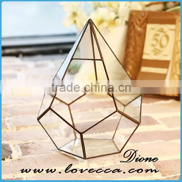 Attractive Indoor Decor Flower Clear Terrarium Copper Glass Vase photo-2