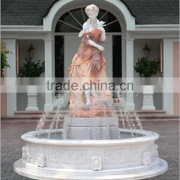 Stone Outdoor Garden White Marble Lady Pouring Water Fountain photo-2