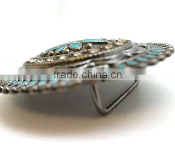 Antique Looking Fashion Hot Sale Embellished Buckle for Belts, Zinc Alloy Material Buckle With Paint Injection and Rhinestones photo-5