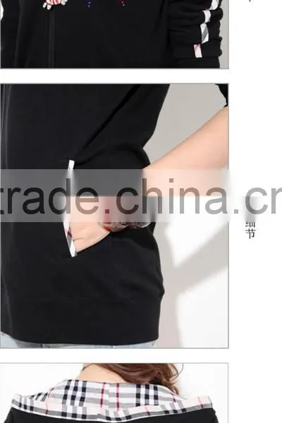 Comfortable Winter Long Sleeve Girls Thick Hoody Coat Back With Hat Made in China photo-5