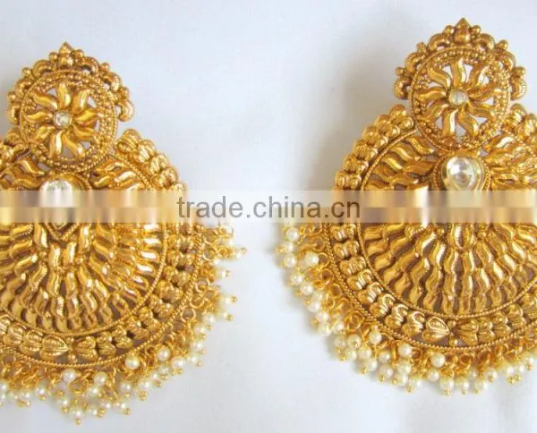 BIG Gold Plated DANGLER Earrings photo-2