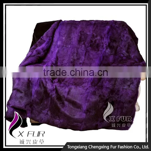 CX-D-08D Throw Single Side Fur Blanket Thick Real Rabbit Fur Blanket photo-2