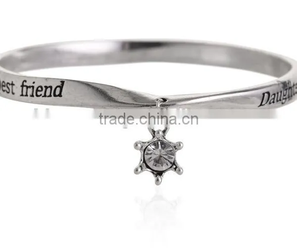 Custom Inspired Words Bangles Bracelets Jewelry Saying Phrase Engraved Metal Bangles Bracelets Best Family Friendship Gifts photo-3