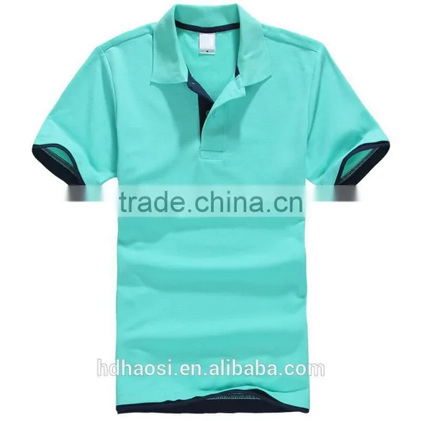 Blank t Shirt Beaded Cotton Double Color Collar Polo Shirt 195g CVC Materials Polo t Shirt for Men photo-6