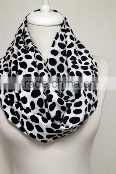 Black on White Polka Dots Infinity Scarf, Circle Scarf, Loop Scarf, Scarves, Spring - Fall - Winter Fashion photo-4