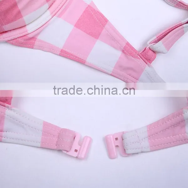 Sexy Nylon Material Mature Women Bikini Padded Bra Pink photo-5