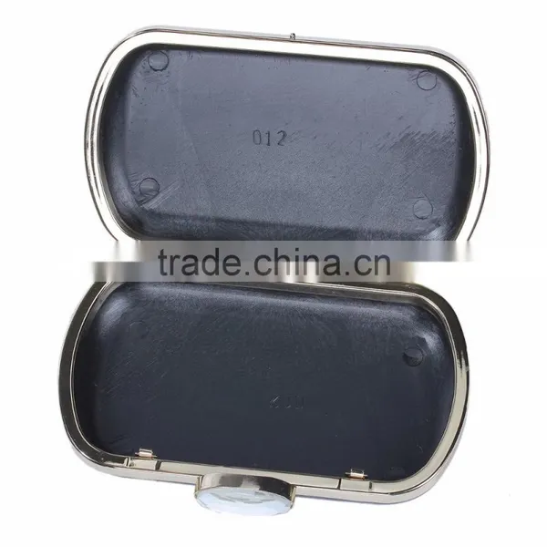 Iron Based Alloy Kiss Clasp Purse Frame Rectangle Clear Rhinestone Gold Plated Oval Faceted 16.3cm(6 3/8") x 10.8cm(4 2/8"), 1 P photo-3