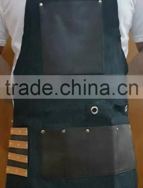 Hand Crafted Custom Logo Black Barber Waxed Canvas Apron for Mens