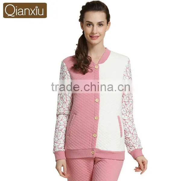 China Wholesale Qianxiu Winter Cotton Lady Knit Sleepwear